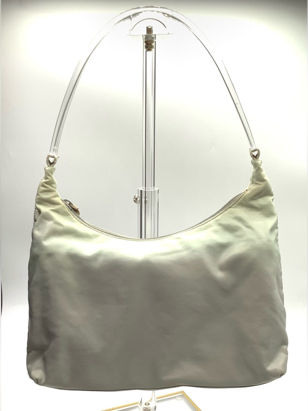 Prada Tessuto Nylon Hobo Bag with Clear Lucite Handle - Vintage
